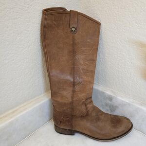 Frye Melissa Button 2 Tall Leather Riding Boots Brown Size 9B